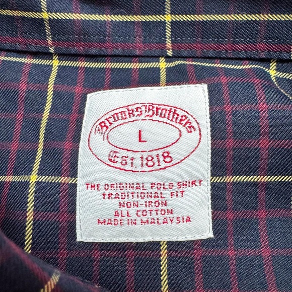 Brooks Brothers Shirt Mens Large Plaid Traditional Fit Non Iron Dress Button - Picture 9 of 13